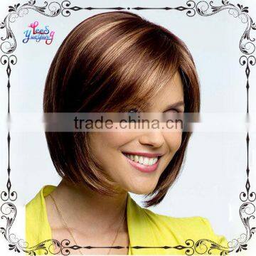 Simple Impressive brown hair wigs with blonde highlights