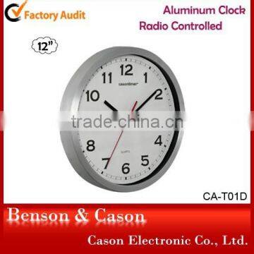 Cason 12'' decorative radio controlled aluminum wall clock