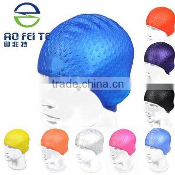 2015 Hot Sell Unisex Waterproof Elastic Diving Silicone Bathing Cap Swimming Hat