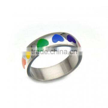2016 Popular Enamel Heart Silver Gay Wedding Band Jewelry Stainless Steel Rainbow Rings photo-2