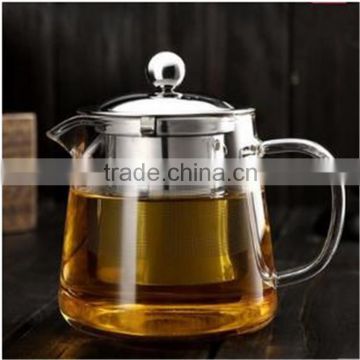 Large capacity 550ml/750ml/950ml borosilicate glass tea pot with stainless steel tea strainer