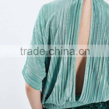 2016 Crinkle Split back women tops , fancy ladies tops latest design custom