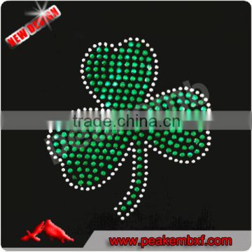 Sparkling DMC Stones Irish Shamrock Iron on Rhinestones Tansfer