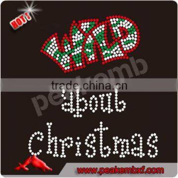 Best Quality DMC Rhinestone Motif Wild About Christmas Heat Transfers for Clothes