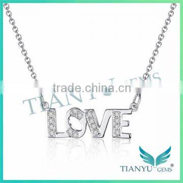 Wholesale 925 Sterling Sliver Pendants Charms LOVER Alphabet 8 Hearts & Arrows Moissanite Pendants Necklace