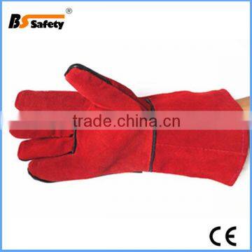 BSSAFETY A/B Grade COW SPLIT LEATHER Long Red Welding Gloves photo-4