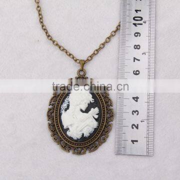 Fashion Jewelry Necklace Steampunk Necklace Skeleton Silhouette Bronze Cameo Pendant 2015 New Made in China Yiwu photo-5