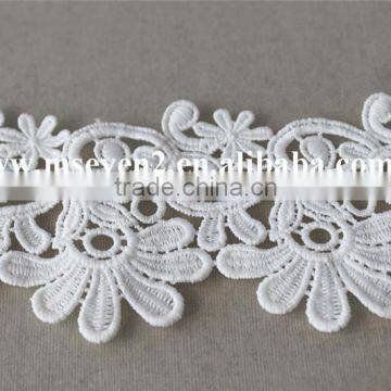 Good Price Water Solouble Lace Flower Trim With 6cm in White Polyester Embroidery Lace for Dress photo-3