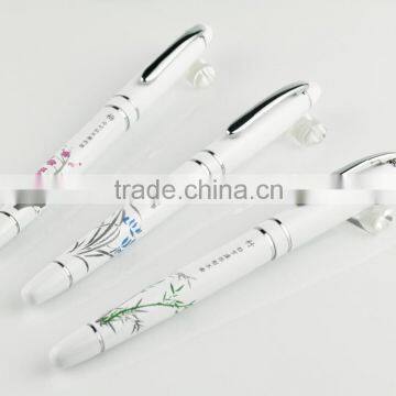 Chinese style blue and white porcelain metal roller pen for gift