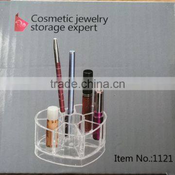 Wholesale Innovative Household Heart Shape Clear Cosmetic Acrylic Makeup Organizer With 8 Grids