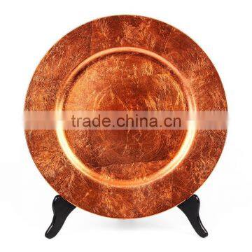 Orange Plastic charger banquet events party wedding wholesale decor charger plates/cheap plastic charger plates