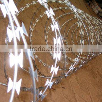 e ISO9001 Galvanized Razor Wire BTO-22\CBT-65\Razor barbed wire\concertina razor wire (Factory)