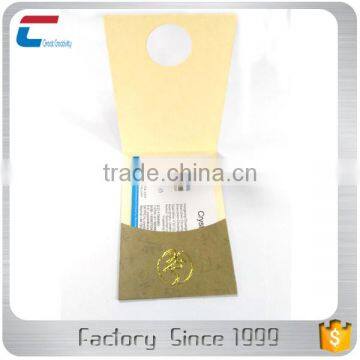 Custom printing golden hotstamping paper checking-in cards for hotels