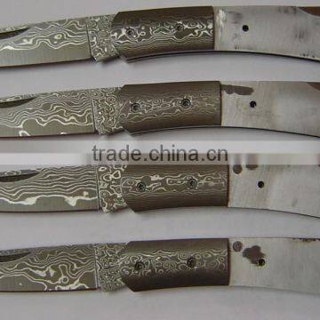 Brass Bolster Damascus Steel Folding Pocket Knife photo-3