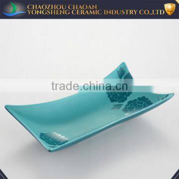 China ceramic wholesale blue decorative plate for restaurants