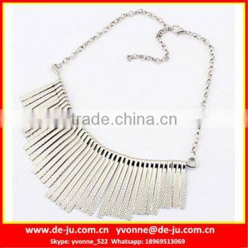 Silver Bib Tassel Chain Necklace