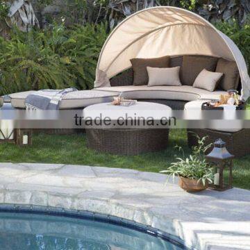 Sigma Wicker Pool Furniture Sectional Daybed Set Outdoor Sun Bed photo-2