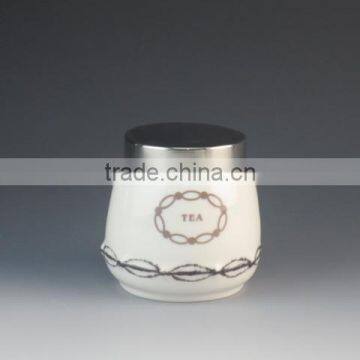 Coffee Tea Sugar Ceramic Storage Bottle&jar With Stainless Lid photo-2