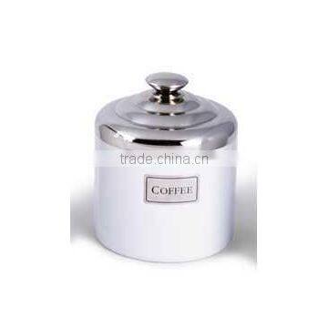 porcelain coffee canister with stainless cover