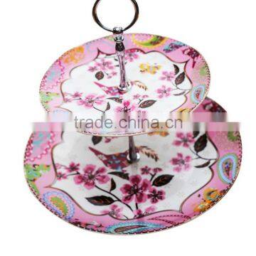 ceramic double layer cake plate
