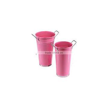 Vintage Decorative Garden Galvanized Metal Flower Pot Tall Vase Planter photo-3