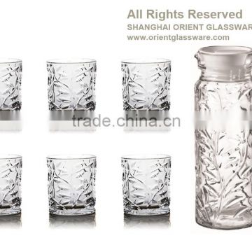 1000ml clear glass jug and 4pcs glass cup set