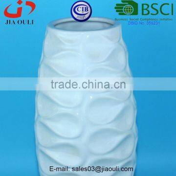 Stylish Design Irregular Wave Glazed White Ceramic Vase, Tall Vase photo-3