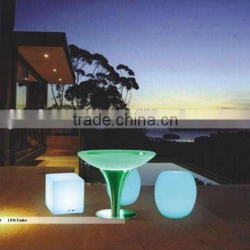 LED rechargeable cube chair with table