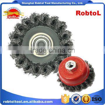 3" Steel Wire Cup Brush Wheel Twist Knot Crimped Bowl Disc Abrasive M10 Round Grinding Cheaning Brush photo-3