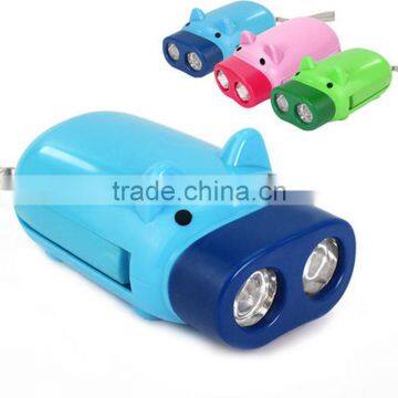 Custom mini cute hand pressure automatic power generation powerful led torch flashlight