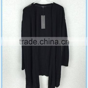 2016 woman black knit linen cardigan sweater Prevent bask in unlined upper garment