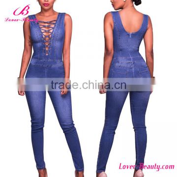 No Moq Sexy Women Jeans Jumpsuit Ladies