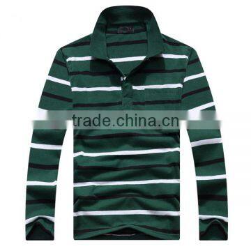 2016 Black and White Horizontal Bands Hot Sale Long Sleeve Men's Polo Shirt photo-3