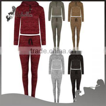 New womens cropped hooded sweater top tracksuit joggers pants lounge wear set