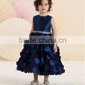 High Quality Satin Beaded Baby Gown Red Flower Girls Dresses photo-4
