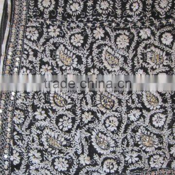 Black White PHULKARI GEORGETTE DUPATTA SHAWL, Hand Embroidery Dupatta photo-2
