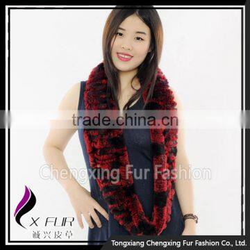 CX-S-125H Infinity Real Rex Rabbit Fur Scarf Snood White Winter Fashion Scarf photo-3
