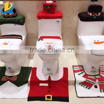 3 Pcs Christmas decorations happy Santa toilet seat cover and rug bathroom set