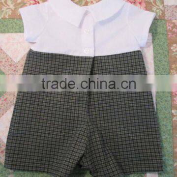 Wholesale Price Kids Boutique Romper Gingham Cotton Baby Pom Pom Romper photo-2