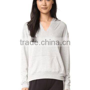 V-neck Hooded Sweatshirt for Woman Soft Light Cotton With Front Pocket Women Spring Thin Fleece photo-2