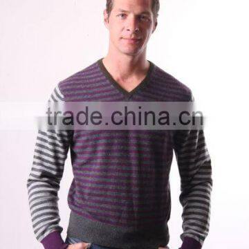 100% Cashmere Striped V Neck from Nepal