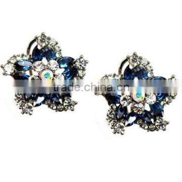 Shinning crystal rhinestone five point star design stud earings diy handmade crystal star stud earrings fashion jewelry 2016