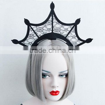 Queen style head hair hoop,hollow lace crown party hair band,holiday party Halloween hair jewelry