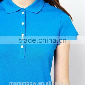 2015 New Arrival Womens Short Sleeve Stretch Pique Classic Polo Dress Plain Blue 100% Cotton Pique Polo Dress