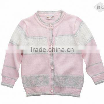 Baby/children pink jacquard cashmere cardigan