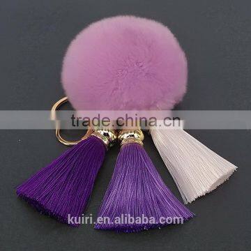 Fashion Tassel Pom Pom Fur Ball Keychain Wholesale Fur Pompoms Tassel Bag Charm 114A photo-3