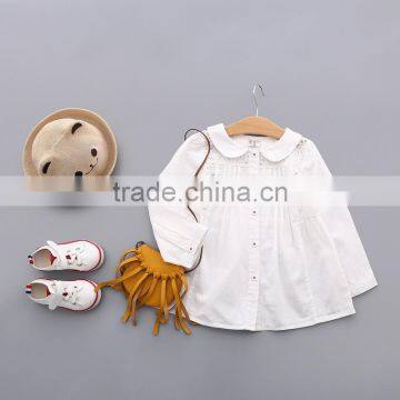 S33444W Casual New Baby Girls Blouse Cute White Vivi Collar Shirt Long Sleeve Blouse