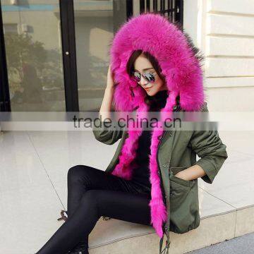 Myfur Fashion Mini Parka With Rabbit Fur or Fox Fur Lining Rose Raccoon Fur Hood photo-2
