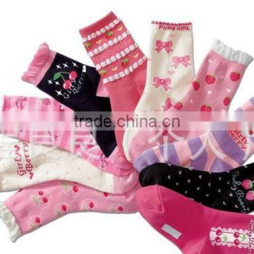 3/4 length polyester cotton girl sock