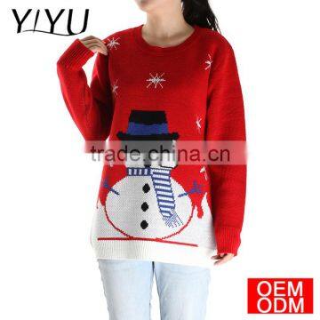 Custom Women Plus Size Jacquard Snowman Knitting Patterns Christmas Sweater photo-4